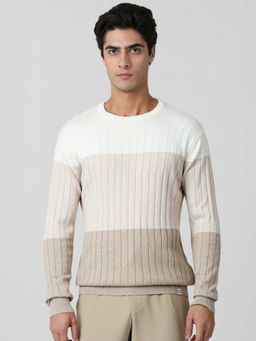 Mufti - Cotton Full Sleeves Crew Neck Colorblock Sweatshirt