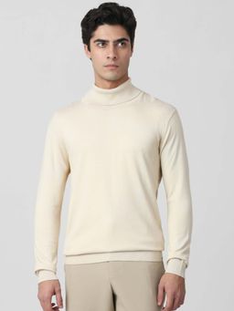 Mufti - Viscose Blend Full Sleeves Turtle Neck Solid Sweatshirt