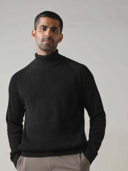 Mufti - Cotton Full Sleeves Turtle Neck Textured Sweatshirt