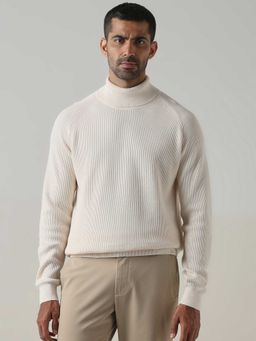 Mufti - Cotton Full Sleeves Turtle Neck Textured Sweatshirt