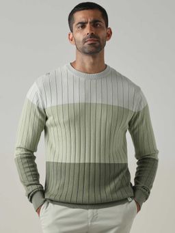 Mufti - Cotton Full Sleeves Crew Neck Colorblock Sweatshirt