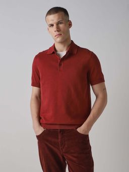 Mufti - Cotton Half Sleeves Collar Neck Solid Polo T-Shirt