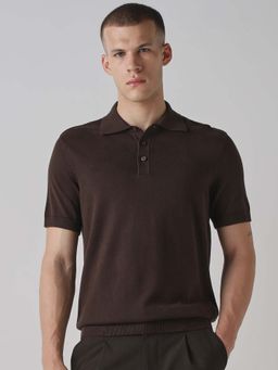 Mufti - Cotton Half Sleeves Collar Neck Solid Polo T-Shirt