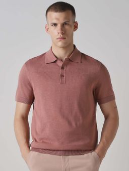 Mufti - Cotton Half Sleeves Collar Neck Solid Polo T-Shirt