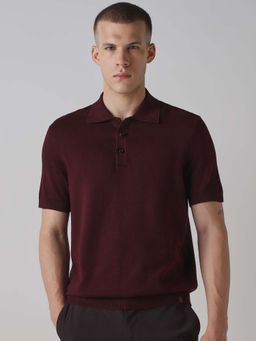Mufti - Cotton Half Sleeves Collar Neck Solid Polo T-Shirt