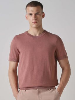 Mufti - Cotton Half Sleeves Crew Neck Solid Sweatshirt