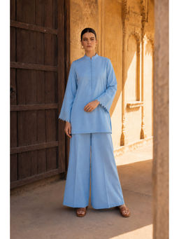 LAALZARI - Aasmaani Blue Cotton Co-Ord Set
