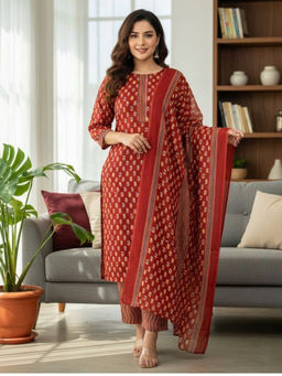 M MARCH LABEL - Mulberry Maroon Kurta And Pant With Dupatta