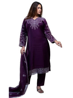 M MARCH LABEL - Cocktail Purple Kurta And Pant With Dupatta