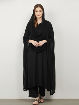 Barara Ethnic - Minimal Embroidered Black Kurta And Pant With Dupatta