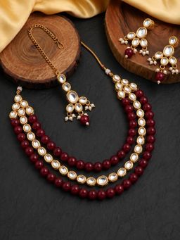 Estele - Women Red Pearl Jewellery Set