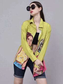 ANNY - Green Fashionable Girls Oversized Shirt