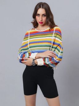 ANNY - Multi-Color Crochet Crop Top