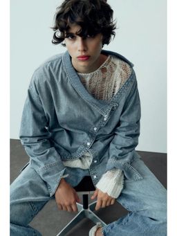 ANNY - Blue Asymmetric Denim Shirt
