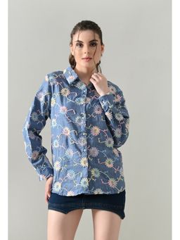 ANNY - Blue Meadow Bloom Embroidered Shirt