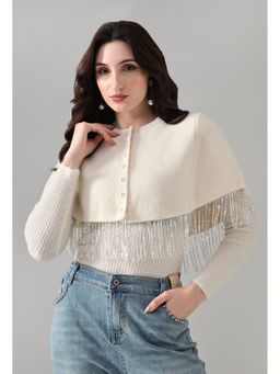 ANNY - Off White Pearl Top And Cape