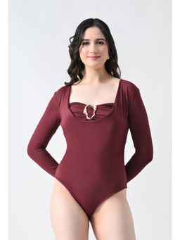 ANNY - Maroon Long Sleeve Round Neck Bodysuit