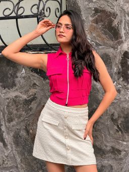 Tandul - Women Chic Fuchsia Pink Crop Top
