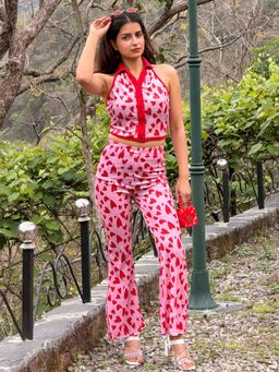 Tandul - Women'S Pink Heart Printed Co-Ord Set