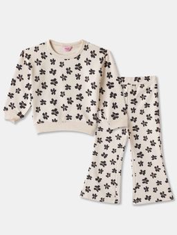 R&B - Floral Regular Girls Co-Ord Set - Beige