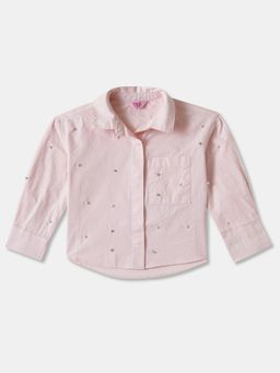 R&B - Printed Regular Girls Shirt - Pink