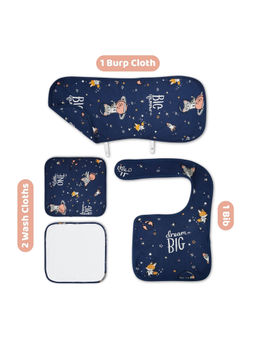 Haus & Kinder - Unisex Cotton Baby Safe Bibs, Wash Cloth and Burp Cloth, Spacewalk