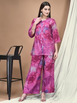 Shree - Women Lavender Viscose Floral Co-Ord (Set of 2)