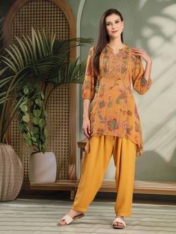 Nayam by lakshita - Women Mustard Georgette Paisley Kurta with Salwar (Set of 2)