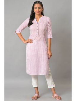 Aurelia - Purple Stripe Printed Straight Kurta