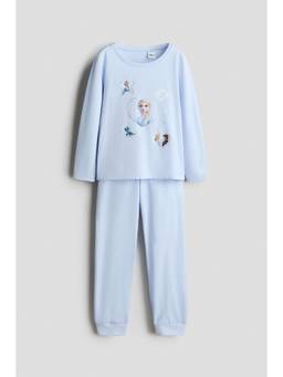 H&M - Girls Blue Printed Cotton Pyjama And Top