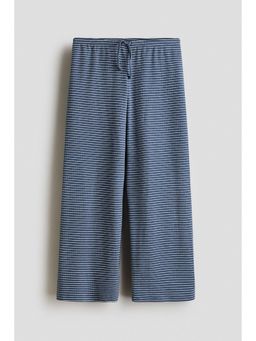 H&M - Girls Blue Ribbed Cotton Pyjama Bottoms