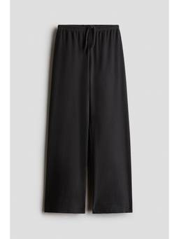 H&M - Girls Black Ribbed Cotton Pyjama Bottoms