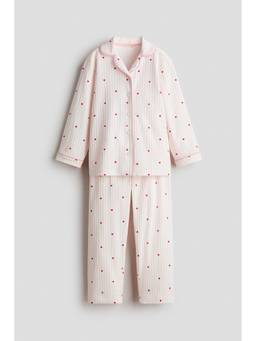 H&M - Girls Pink Printed Cotton Pyjama And Shirt