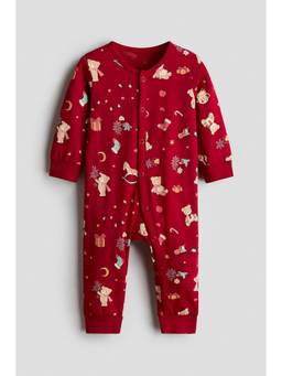 H&M - Girls Red Frill-Detail Cotton Sleepsuit