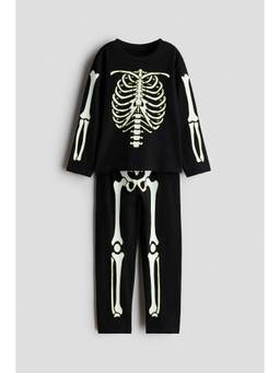H&M - Unisex Black Printed Cotton Pyjamas
