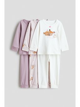 H&M - Girls Multi-Color 3-Pack Cotton Pyjamas And Tops