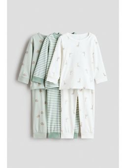 H&M - Girls Multi-Color 3-Pack Cotton Pyjamas And Tops