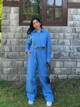 Obleka - Blue Striped Boxer Co-Ord Set