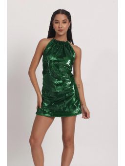 Obleka - Emerald Green Sequin Skirt with Crop Top