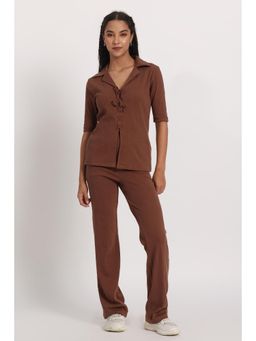 Obleka - Brown Rib Long Co-Ord Set