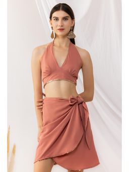 Kovet - Coral Rose Tie Back Crop Top