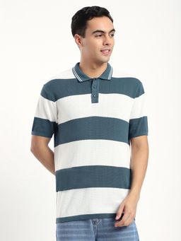 R&B - Mens Stripes Regular Polo T-Shirt