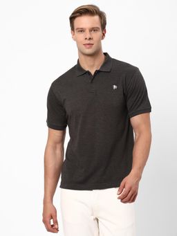 R&B - Mens Charcoal Solid Regular Polo T-Shirt