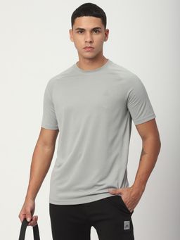 R&B - Mens Grey Solid Regular T-Shirt