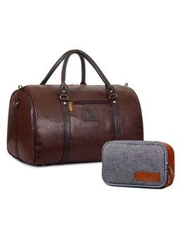 The Clownfish - Synthetic Dark Brown Duffle Bag and Pouch (Set of 2)