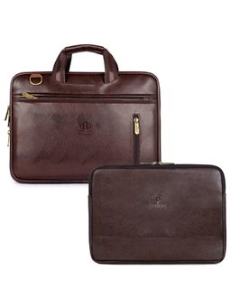 The Clownfish - Brown Solid Messenger Bag and Laptop Sleeve (Set of 3)
