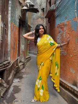 Eternity by Sakshi - Gulmohar Handpainted Saree
