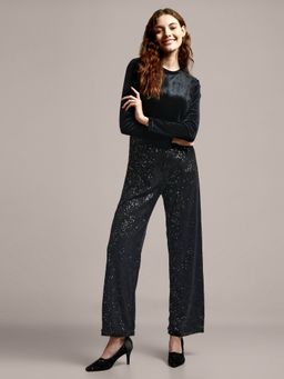 IKI CHIC - Black Sequin Wide Leg Pants