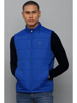 Allen Solly - Men Blue Textured Sleeveless Casual Jacket