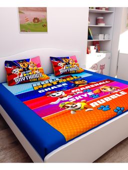 Athom Living - Paw Patrol Digital Printed Cotton Kids Double Bedsheet With 2 Pillow Cover